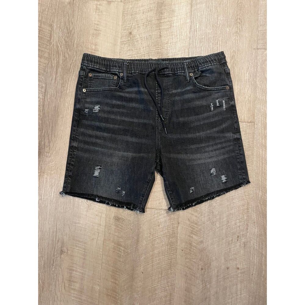 American Eagle black cut off denim shorts, size L